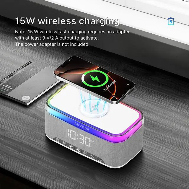Alt view image 4 of 7 - S300 Bluetooth Speaker with Wireless Charging & LED Lights