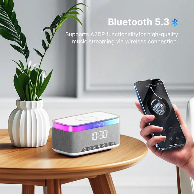 Alt view image 7 of 7 - S300 Bluetooth Speaker with Wireless Charging & LED Lights