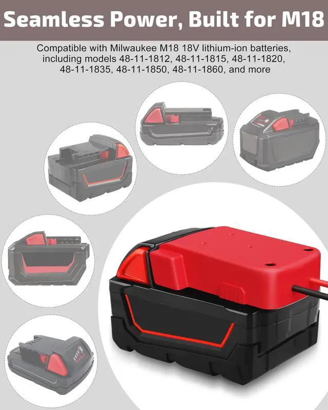 Alt view image 2 of 7 - 2-Pack 18V for Milwaukee M18 Battery Adapter for Power Wheels Battery Upgrade Conversion Kit with Wire Connectors Fuses 12AWG Wire Power Tool Drill Battery Converter Adapter for Kids Car, RC, DIY, Etc