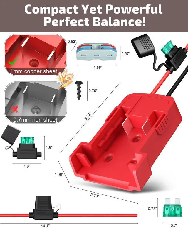 Alt view image 7 of 7 - 2-Pack 18V for Milwaukee M18 Battery Adapter for Power Wheels Battery Upgrade Conversion Kit with Wire Connectors Fuses 12AWG Wire Power Tool Drill Battery Converter Adapter for Kids Car, RC, DIY, Etc