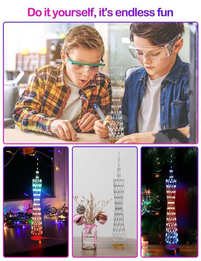 Alt view image 2 of 6 - Led Canton Tower Model DIY Electronic Kit, Handmade Soldering Project Kit, 12 Led Circles, Height 38cm. (GZT12)