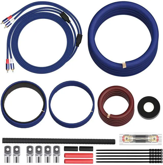 Main image of 1/0 Gauge Complete Amp Wiring Kit, Premium Car Amplifier DIY Installation Kit, 3000W High Power CCA Cable with Fuse Holder& Full Accessories for Car Truck/RV/ATV Audio Systems Radio Subwoofer Speaker