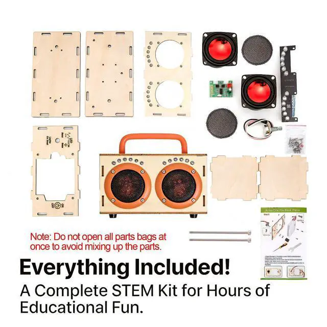 Alt view image 7 of 7 - Science STEM Toys for Boys Girls Age 8-12, DIY Bluetooth Speaker Kit No Soldering, Wooden Electronics Building Toy Set with LED Light, Build Your Own STEM Gift for Teens Kids Birthday
