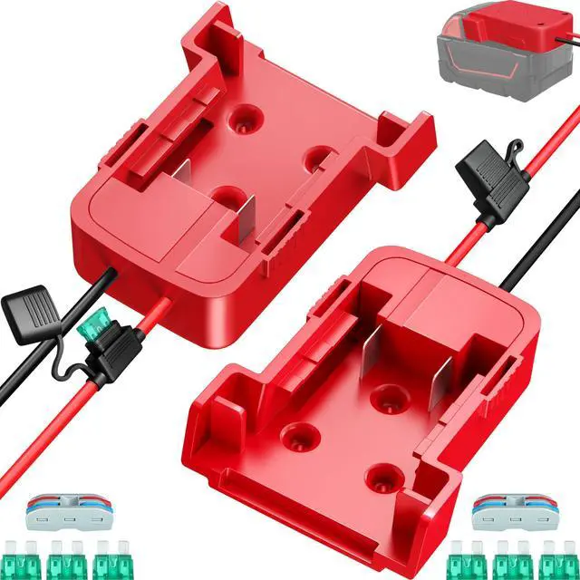 Main image of 2-Pack 18V for Milwaukee M18 Battery Adapter for Power Wheels Battery Upgrade Conversion Kit with Wire Connectors Fuses 12AWG Wire Power Tool Drill Battery Converter Adapter for Kids Car, RC, DIY, Etc