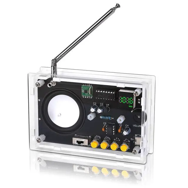 Main image of Soldering Practice Kit, DIY Soldering Kit with 2" Speaker, USB/Battery Power, Clear Acrylic Case & Step-by-Step Guide