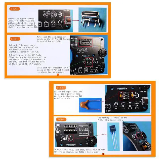 Alt view image 4 of 7 - Soldering Practice Kit, DIY Soldering Kit with 2" Speaker, USB/Battery Power, Clear Acrylic Case & Step-by-Step Guide