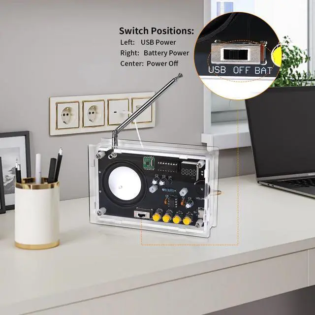 Alt view image 6 of 7 - Soldering Practice Kit, DIY Soldering Kit with 2" Speaker, USB/Battery Power, Clear Acrylic Case & Step-by-Step Guide