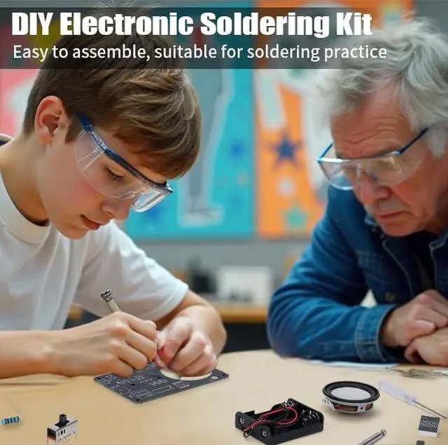 Alt view image 7 of 7 - Soldering Practice Kit, DIY Soldering Kit with 2" Speaker, USB/Battery Power, Clear Acrylic Case & Step-by-Step Guide