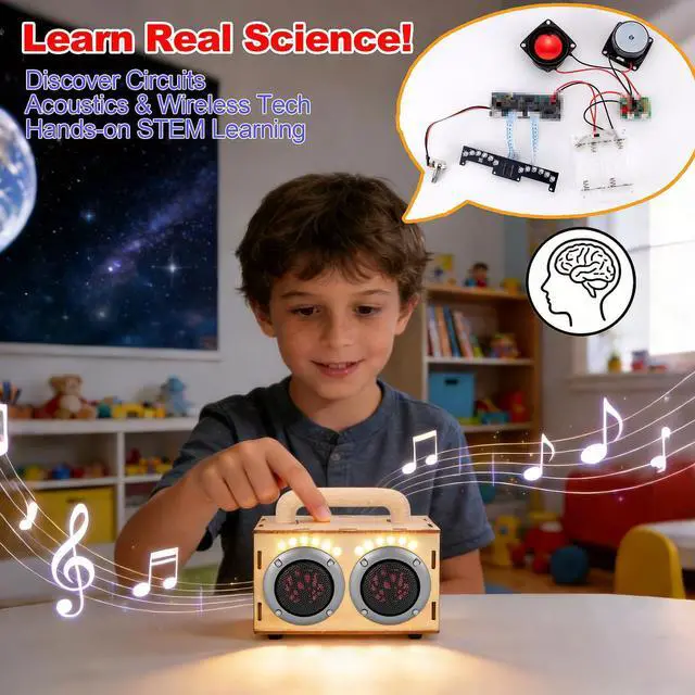 Alt view image 2 of 7 - STEM Projects Kit for Kids & Adults Age 8-12 Build Your Own Wood Bluetooth Speaker DIY Science Experiment Electronics Kit for Boys & Girls 8-13 9 10 14 16, Birthday & Graduation Gift