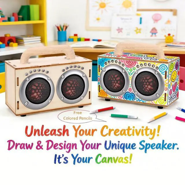Alt view image 6 of 7 - STEM Projects Kit for Kids & Adults Age 8-12 Build Your Own Wood Bluetooth Speaker DIY Science Experiment Electronics Kit for Boys & Girls 8-13 9 10 14 16, Birthday & Graduation Gift