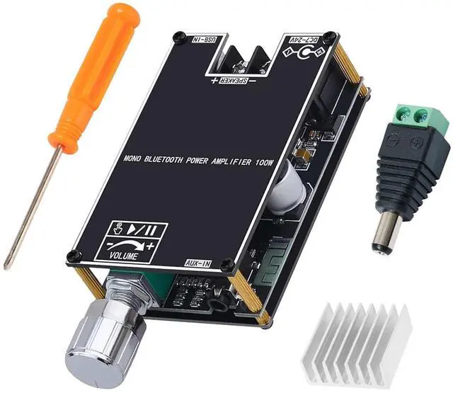 Main image of ZK-1001B Bluetooth 5.1 Audio Amplifier Board with 100W Mono,DC 7-24V Mini Audio Power Amplifier Module,Bluetooth/AUX/USB Input,with Volume Control,DIY Speaker System Kit for Home Car