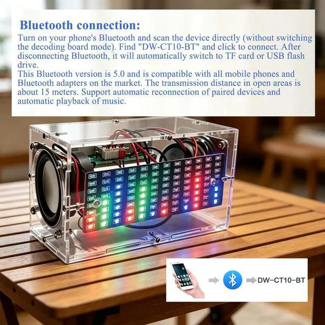 Alt view image 3 of 7 - DIY Bluetooth Speaker Kit Soldering Practice Kit SMD LED Spectrum Electronic Speaker Kit Electronic Soldering Projects Learn Soldering Skills Portable Speaker