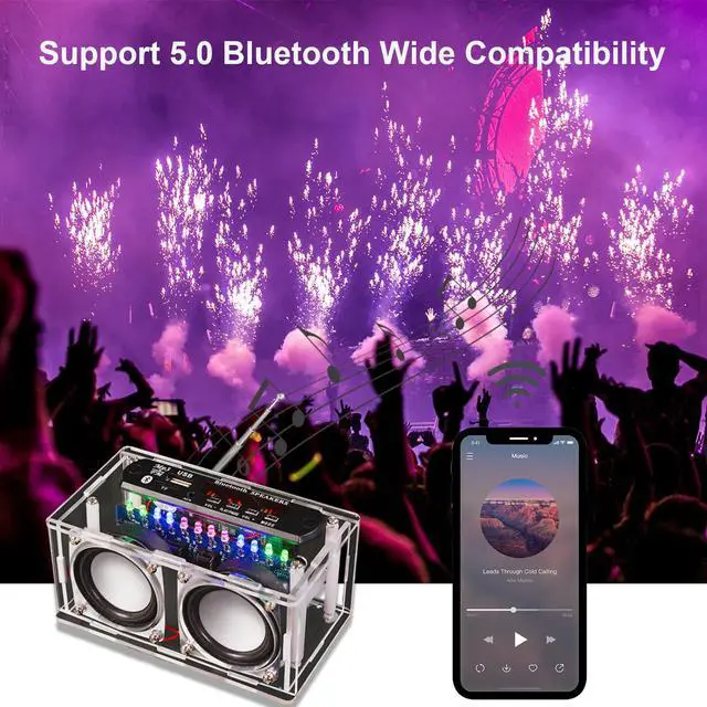 Alt view image 5 of 7 - DIY Bluetooth Speaker Radio Soldering Kit, Radio Audio Soldering Kit, Bluetooth-Compatible LED Speaker Soldering Project, DIY Soldering Kit for College High School Education