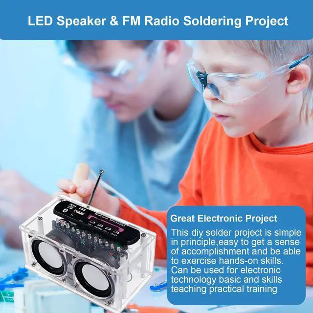 Alt view image 6 of 7 - DIY Bluetooth Speaker Radio Soldering Kit, Radio Audio Soldering Kit, Bluetooth-Compatible LED Speaker Soldering Project, DIY Soldering Kit for College High School Education