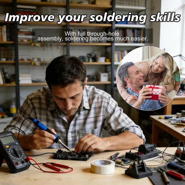 Alt view image 6 of 7 - DIY Blue-tooth Speaker Soldering Kit, Electronic Soldering Project with Spinning Turntable, LED Flash Effect, Volume Control, USB Powered Retro BT Speaker for STEM Education Home Decor Present