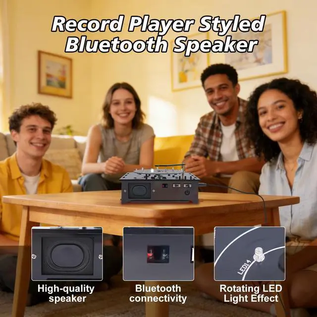 Alt view image 3 of 7 - DIY Blue-tooth Speaker Soldering Kit, Electronic Soldering Project with Spinning Turntable, LED Flash Effect, Volume Control, USB Powered Retro BT Speaker for STEM Education Home Decor Present