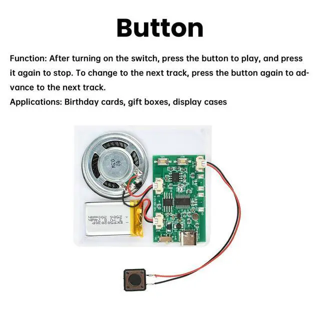 Alt view image 4 of 7 - DIY Birthday Cards Music Module 8MB Push Button Activated Sound Module with Speaker,Easy Recording for Personalized Greetings,DIY Projects Holiday Crafts Cards Gifts for Women Men Mom Kids