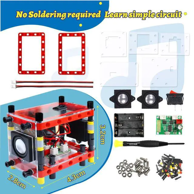 Alt view image 4 of 5 - DIY Bluetooth Speaker Kit Experiment Electronics Kit Gift Circuit Engineering Electronics Project Smartivity Beginner's Starter DIY Set Dual Speakers