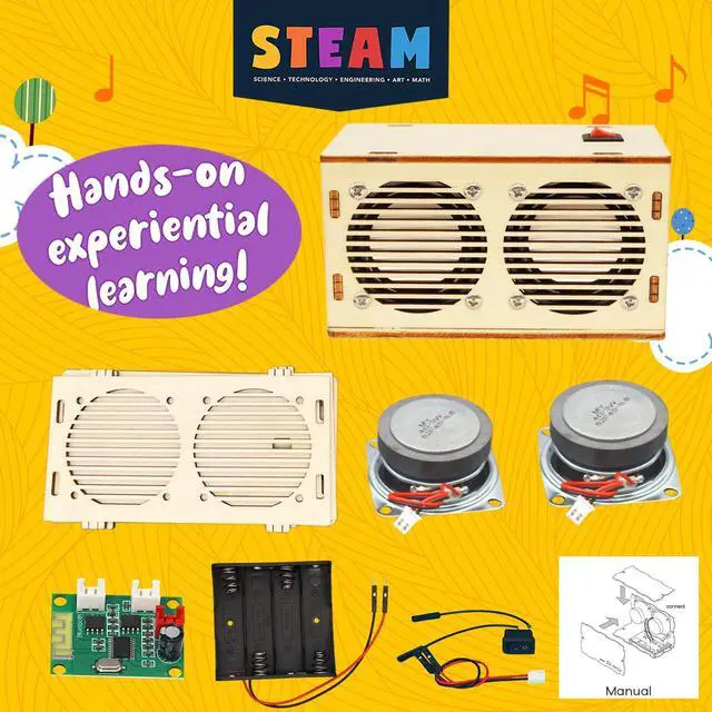 Alt view image 5 of 6 - DIY Bluetooth Speaker Kit, Stem Projects for Kids Ages 8-12, Science STEM Kits for Kids Ages 10-12-14-16, Gifts for 9 10 11 12 13 14 15 16 Year Old Boys Teens (Wood)
