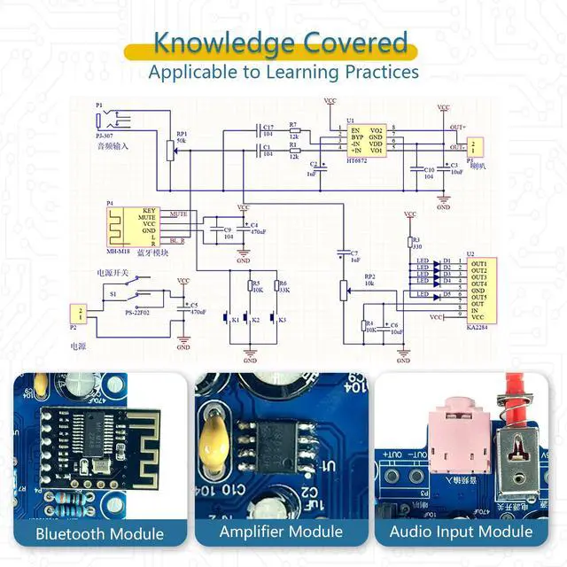 Alt view image 5 of 6 - Audio Speakers Light Speaker Multi-Audio Input HD Sound Quality Adult Project kit Soldering Practice kit Electronic Components