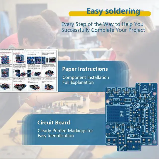 Alt view image 4 of 6 - Audio Speakers Light Speaker Multi-Audio Input HD Sound Quality Adult Project kit Soldering Practice kit Electronic Components