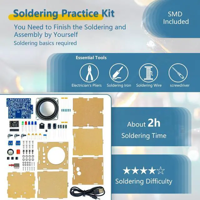 Alt view image 3 of 6 - Audio Speakers Light Speaker Multi-Audio Input HD Sound Quality Adult Project kit Soldering Practice kit Electronic Components