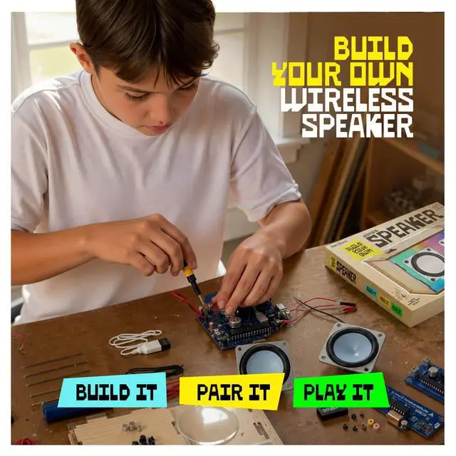 Alt view image 2 of 7 - Wireless Speaker Making Kit - Teen Boy Gifts - Birthday Gifts for 8 9 10 11 12 13 14 Year Old Boy - Toys for 9 Year Old Boys - Cool Stuff Kits for Boys - STEM Toys for Ages 8-13