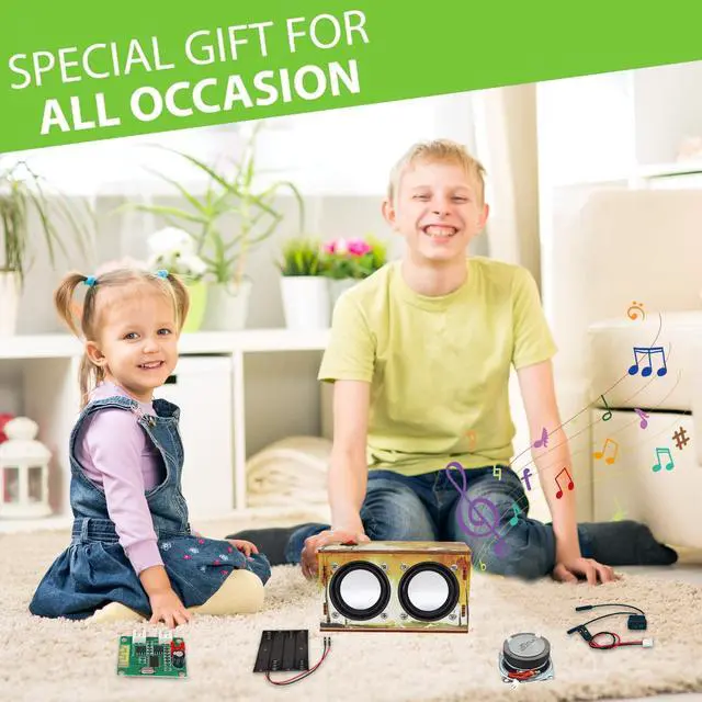 Alt view image 3 of 7 - Gifts for Teen Girls Boys - Science Kits for Kids Age 8-10-12-14 - Crafts for Girls 8-12| STEM Toys Build Bluetooth Speaker Kit| DIY Electronic Projects 9 11 13 15 16+ Year Old (Printed Wooden)