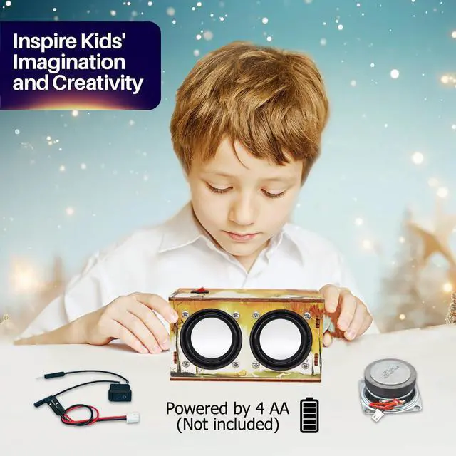 Alt view image 6 of 7 - Gifts for Teen Girls Boys - Science Kits for Kids Age 8-10-12-14 - Crafts for Girls 8-12| STEM Toys Build Bluetooth Speaker Kit| DIY Electronic Projects 9 11 13 15 16+ Year Old (Printed Wooden)