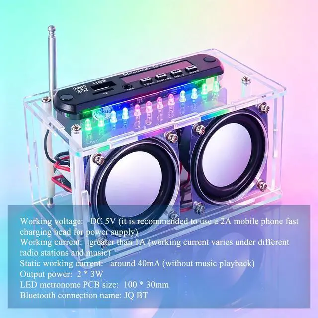 Alt view image 2 of 7 - Bluetooth Speaker DIY Kit Soldering Practice Kit FM Radio Kit 87.5MHZ-108.0MHZ FM Digital Radio DIY Kit Audio Electronic Kits Speaker Soldering Project Kit