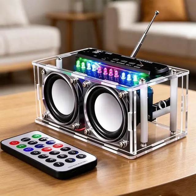 Alt view image 7 of 7 - Bluetooth Speaker DIY Kit Soldering Practice Kit FM Radio Kit 87.5MHZ-108.0MHZ FM Digital Radio DIY Kit Audio Electronic Kits Speaker Soldering Project Kit