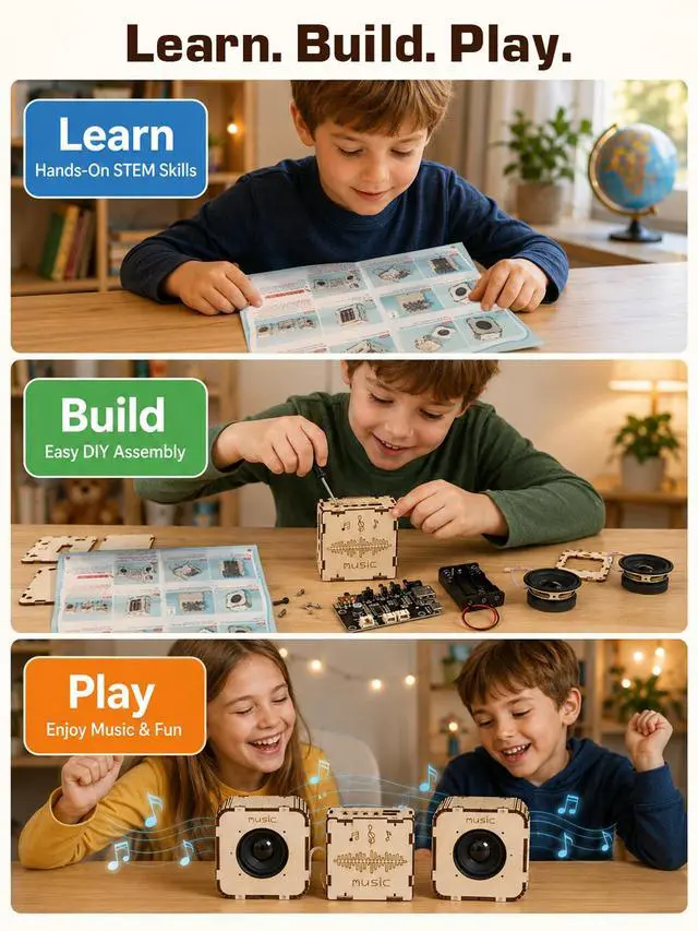 Alt view image 7 of 7 - STEM Toys for Ages 8-14, DIY Bluetooth Speaker Kit for Kids 8-12 Science Kits for Kids Age 8-12, Build Your Own Speaker Educational Electronics Experiment Kit, Gifts for Boys Girls Teens