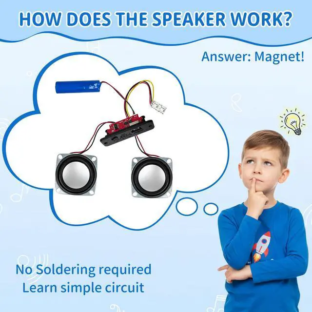 Alt view image 2 of 7 - DIY Bluetooth Speaker Kit, Build Your Own Wireless Speaker with RGB Music Sync Lights, STEM Electronics Project, Rechargeable Science Experiment Kit, Tech Gift for Teens, Students & Beginners