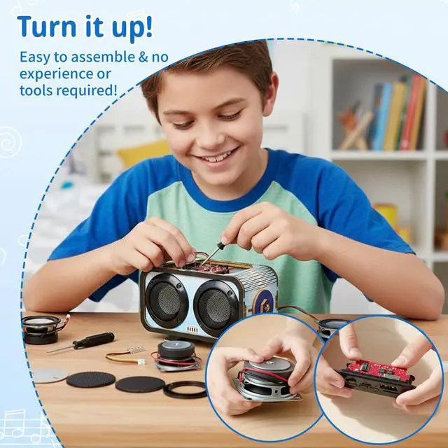 Alt view image 3 of 7 - DIY Bluetooth Speaker Kit, Build Your Own Wireless Speaker with RGB Music Sync Lights, STEM Electronics Project, Rechargeable Science Experiment Kit, Tech Gift for Teens, Students & Beginners
