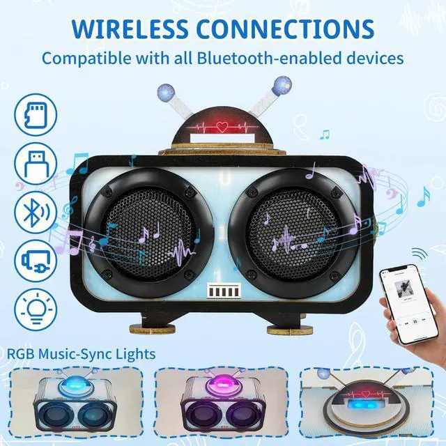 Alt view image 4 of 7 - DIY Bluetooth Speaker Kit, Build Your Own Wireless Speaker with RGB Music Sync Lights, STEM Electronics Project, Rechargeable Science Experiment Kit, Tech Gift for Teens, Students & Beginners