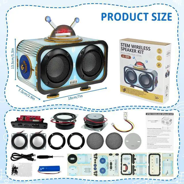 Alt view image 7 of 7 - DIY Bluetooth Speaker Kit, Build Your Own Wireless Speaker with RGB Music Sync Lights, STEM Electronics Project, Rechargeable Science Experiment Kit, Tech Gift for Teens, Students & Beginners