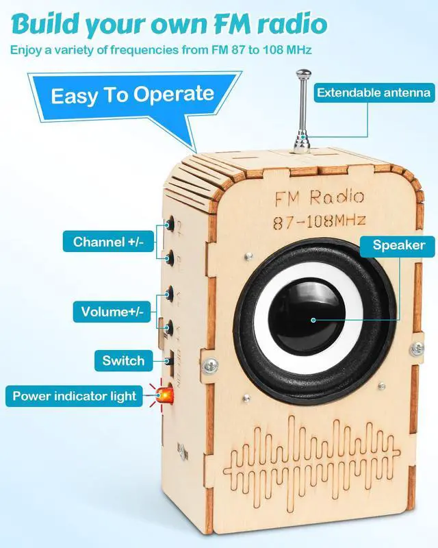 Alt view image 3 of 7 - Science Kits for Kids Age 8-12, STEM Toys for 8-13, Build Your Own Bluetooth Speaker Radio, Engineering Electronics DIY Set, Birthday Gifts for 9 10 11 14 15 16 Year Old Teen Boys Girls