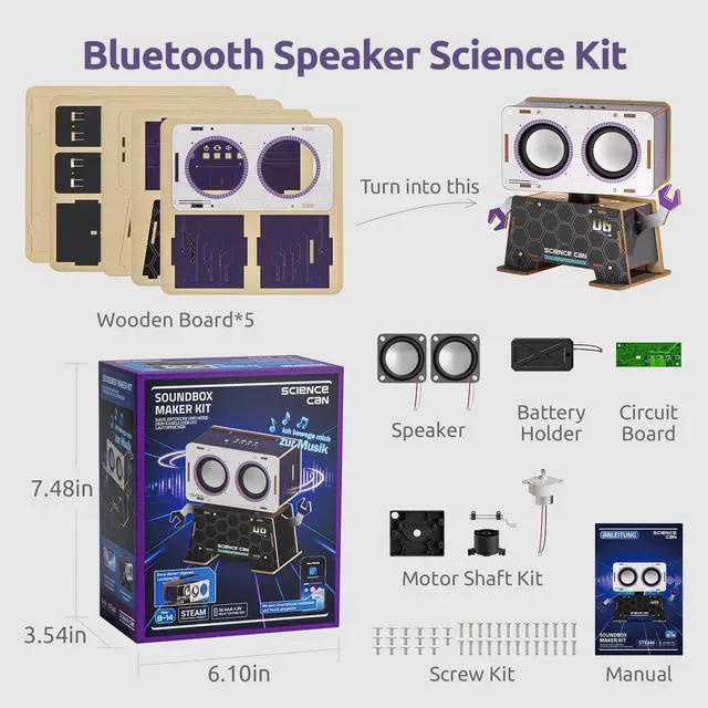 Alt view image 7 of 7 - DIY Bluetooth Speaker Building Kit, STEM Kits for Kids Age 8-10