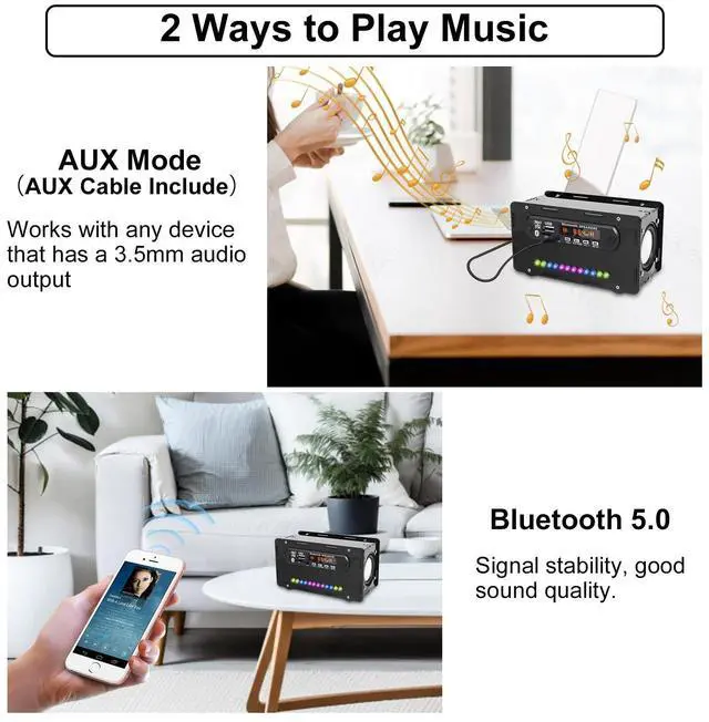 Alt view image 6 of 7 - DIY Bluetooth-Compatible Speaker Kit, DIY FM Radio Soldering Practice Kit USB Home Sound Amplifier Remote Control Soldering Project with Digital Display & LED Lights for Indoor/Outdoor Use