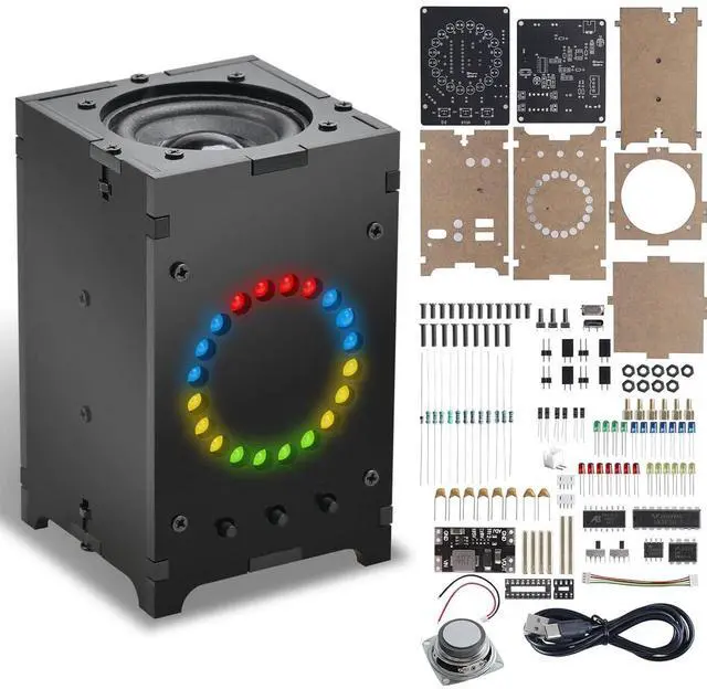 Main image of DIY Bluetooth-Compatible Speaker Kit, Sound Amplifier Soldering Project with Colorful LED Spectrum Light, 5.4 Wireless Electronics STEM Kit for Teens, School Projects and Home Desk Decor