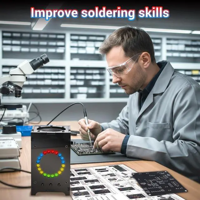 Alt view image 6 of 7 - DIY Bluetooth-Compatible Speaker Kit, Sound Amplifier Soldering Project with Colorful LED Spectrum Light, 5.4 Wireless Electronics STEM Kit for Teens, School Projects and Home Desk Decor