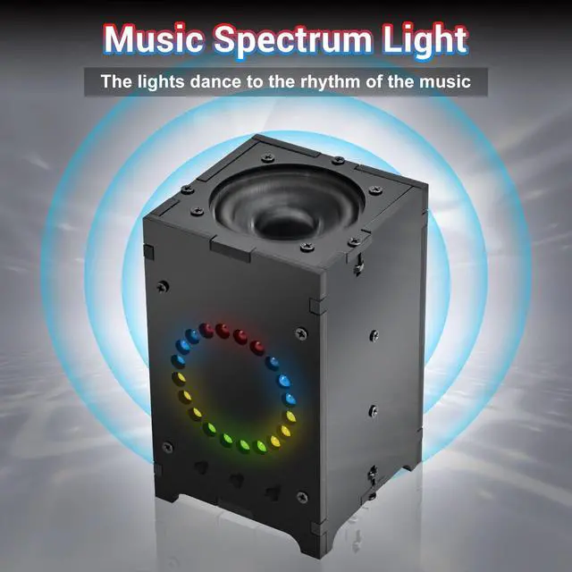 Alt view image 3 of 7 - DIY Bluetooth-Compatible Speaker Kit, Sound Amplifier Soldering Project with Colorful LED Spectrum Light, 5.4 Wireless Electronics STEM Kit for Teens, School Projects and Home Desk Decor