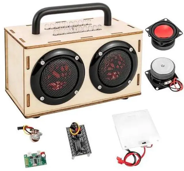 Main image of DIY Bluetooth Speaker Kit with Black Metal Handle - STEM Projects for Kids & Adults Age 8-12, Build Portable Speaker with LED Light, Science Experiment Electronics Set, Birthday Gifts for Boys & Girls