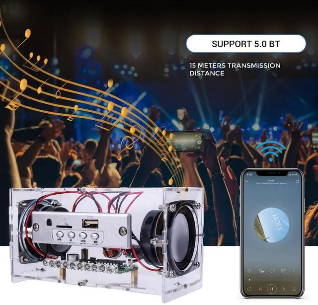 Alt view image 3 of 5 - DIY Bluetooth Speaker Kit with LED Lights, STEM Electronic Project