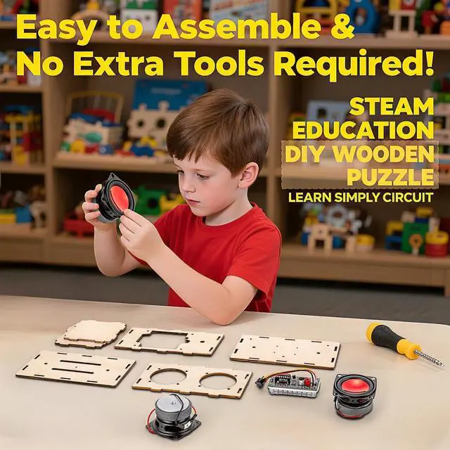 Alt view image 4 of 5 - DIY Bluetooth Speaker Kit with Black Metal Handle - STEM Projects for Kids & Adults Age 8-12, Build Portable Speaker with LED Light, Science Experiment Electronics Set, Birthday Gifts for Boys & Girls