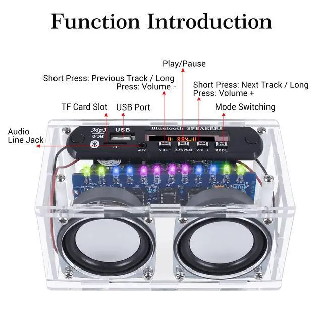 Alt view image 7 of 7 - DIY Bluetooth-Compatible Speaker Soldering Kit with FM Radio