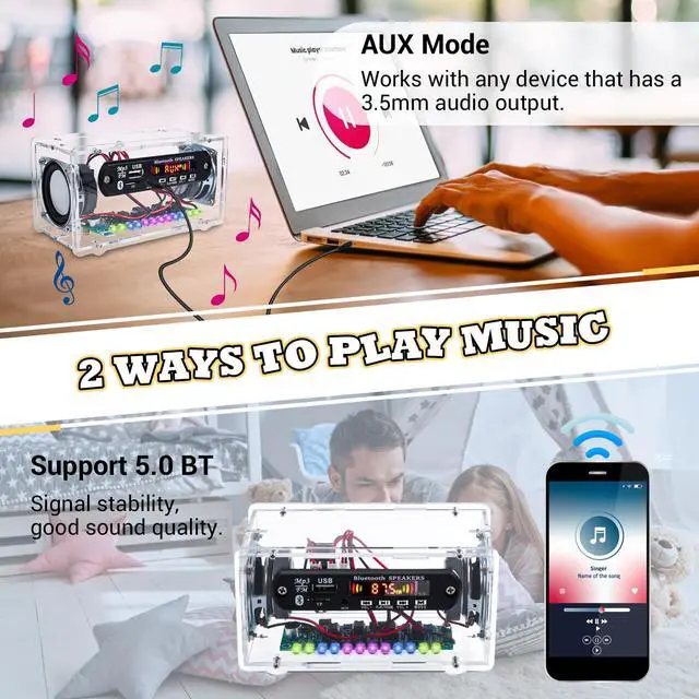 Alt view image 4 of 4 - DIY Bluetooth Speaker Kit with FM Radio for School STEM Project
