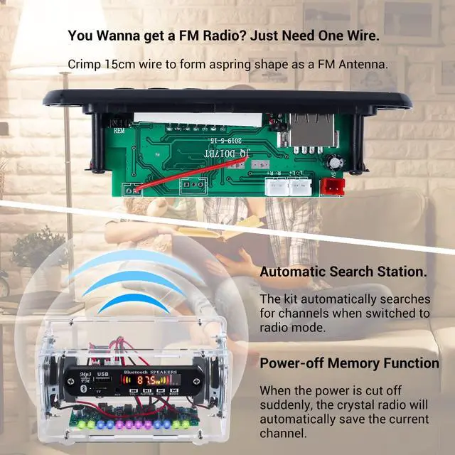 Alt view image 3 of 4 - DIY Bluetooth Speaker Kit with FM Radio for School STEM Project