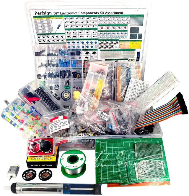 Main image of 2300PCS XXXXL Complete Set DIY Electronics Component Assortment Box Kit,ICPCB,Breadboard,Jumper,Magnifying Glass,Resistors,LED,Triode,Potentiometer,Speakers