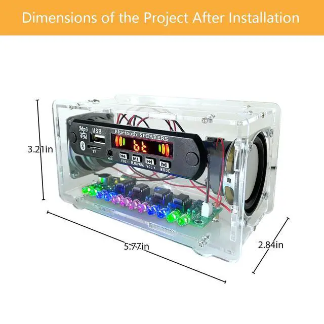 Alt view image 4 of 5 - Blutoth-Compatible Speaker Kit Multi-Function Soldering Practice kit Voice-Activated Level Indicator Dual Channel Speaker for Soldering Project Transparent Speaker
